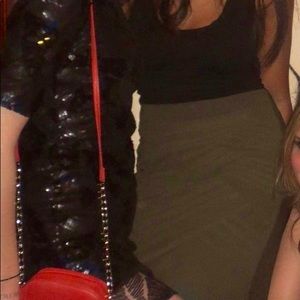 Olive green Wrap pleated skirt